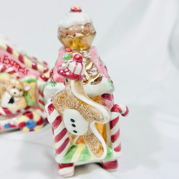 Vintage Fitz & Floyd Candy Lane Express Train Christmas 3 Piece Set 2001 - Picture 11 of 16
